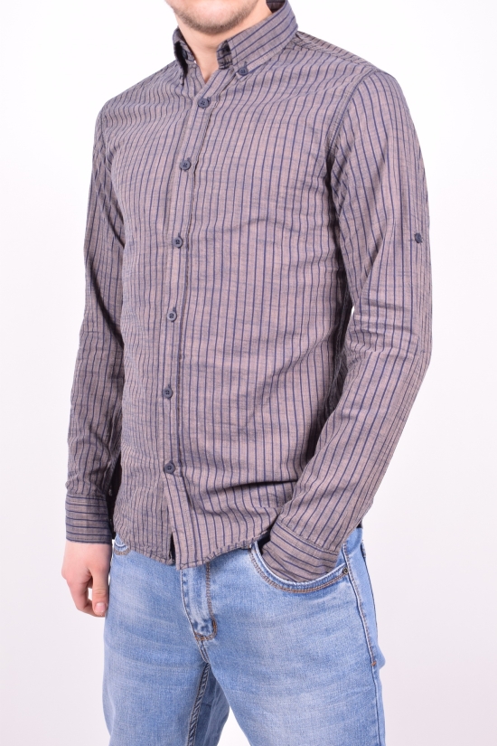 Рубашка мужская  (цв.коричневый) Ronex Размеры в наличии : 44, 46 арт.полосы