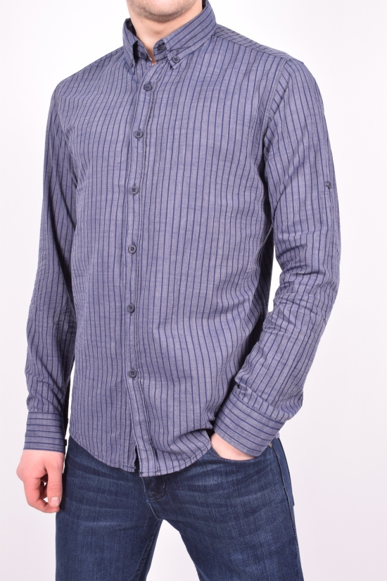 Рубашка мужская  (цв.синий) Ronex Размеры в наличии : 46, 50 арт.полосы