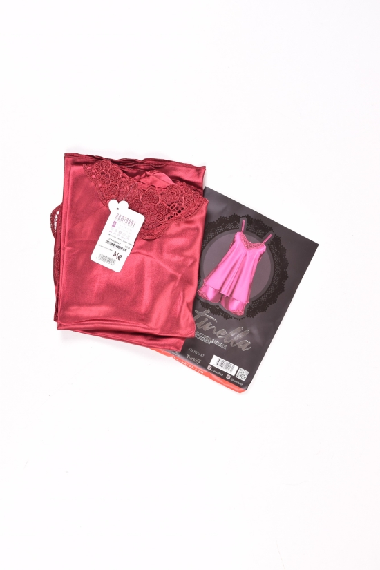 Комплект атласный (цв.бордовый) майка тонкая бретель+шорты "DEEP Sleep" размер 42-44 арт.12013