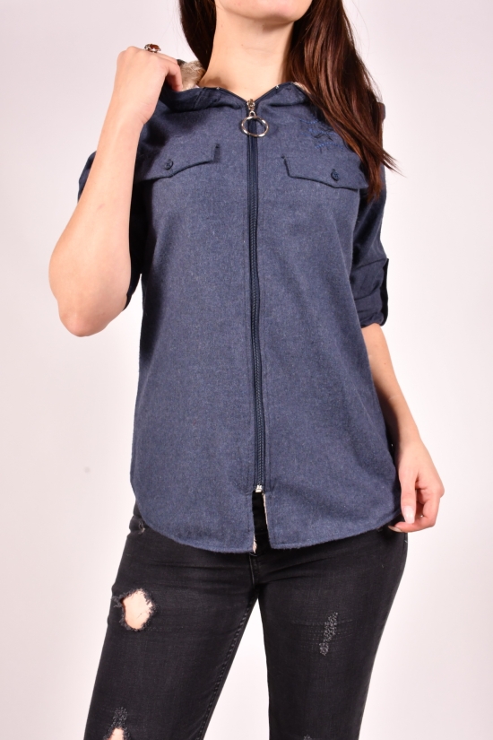 Рубашка женская байковая на меху (цв.синий) Rimoda Размер в наличии : 40 арт.7597