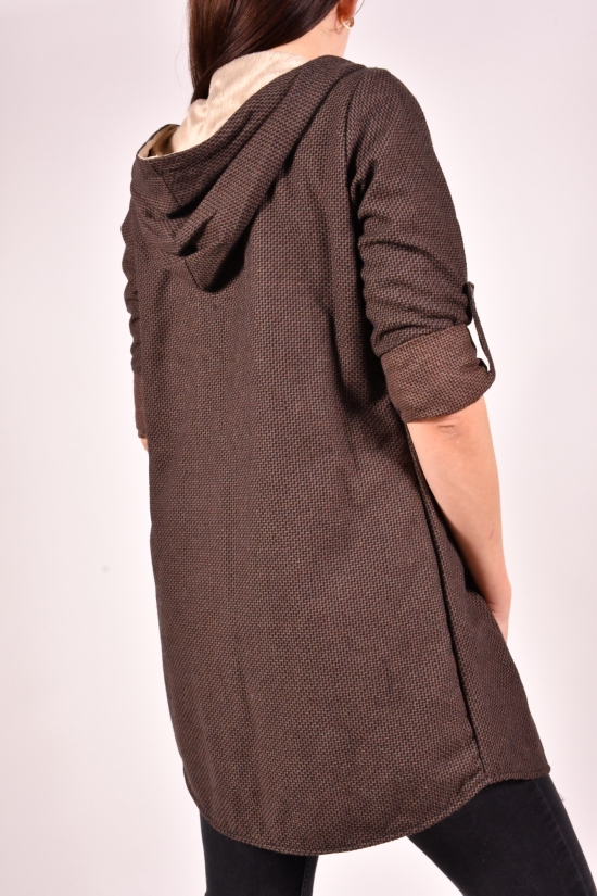 Рубашка-туника женская кашемировая на меху (цв.коричневый) Rimoda Размеры в наличии : 40, 42 арт.7615