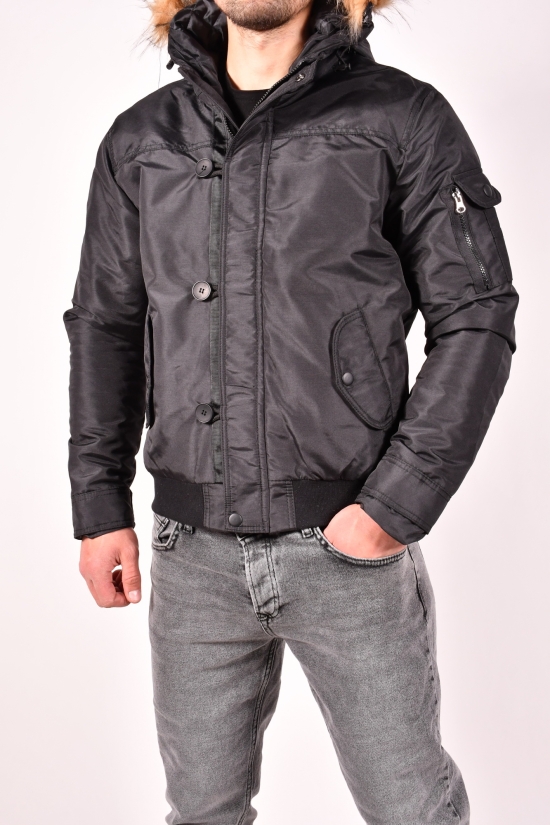 Куртка-парку чоловіча з плащової тканини (кол. Чорний) зимова на хутрі Ge Bruder Розміри в наявності : 44, 46 арт.917