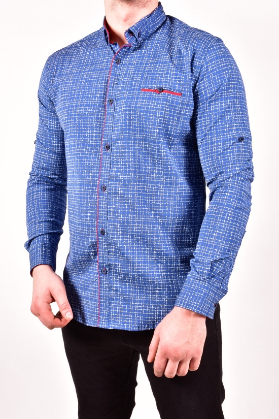 Рубашка мужская стрейчевая Slim Fit (цв.т.синий/бордовый) G-PORT Размер в наличии : 46 арт.670