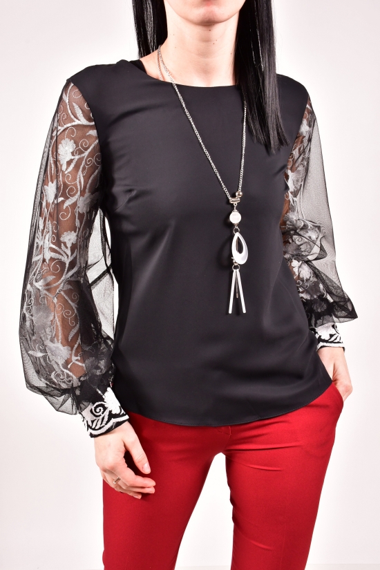 Блузка жіноча шифонова (кол. чорний) "ESAY" Розмір в наявності : 42 арт.9020/1