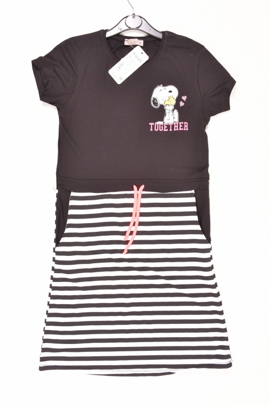 Платье для девочки трикотажное (цв.черный/белый)  WALEX Рост в наличии : 164, 170 арт.5016