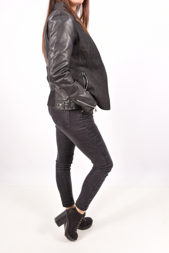Куртка женская из кожезаменителя (цв.черный) Lanmas Размер в наличии : 38 арт.R-803