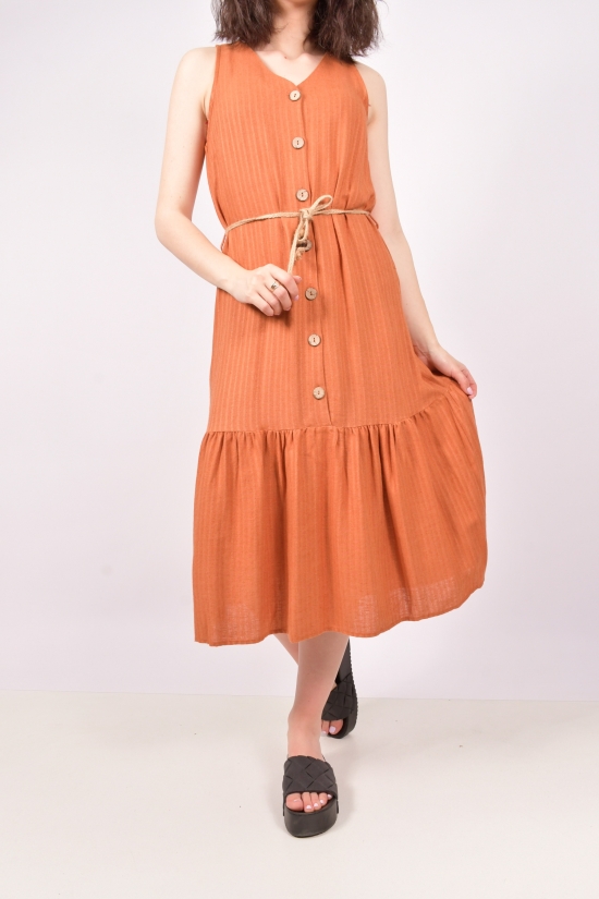 Платье женское из ткани лён (цв.терракотовый) "Karon" Размер в наличии : 42 арт.9956