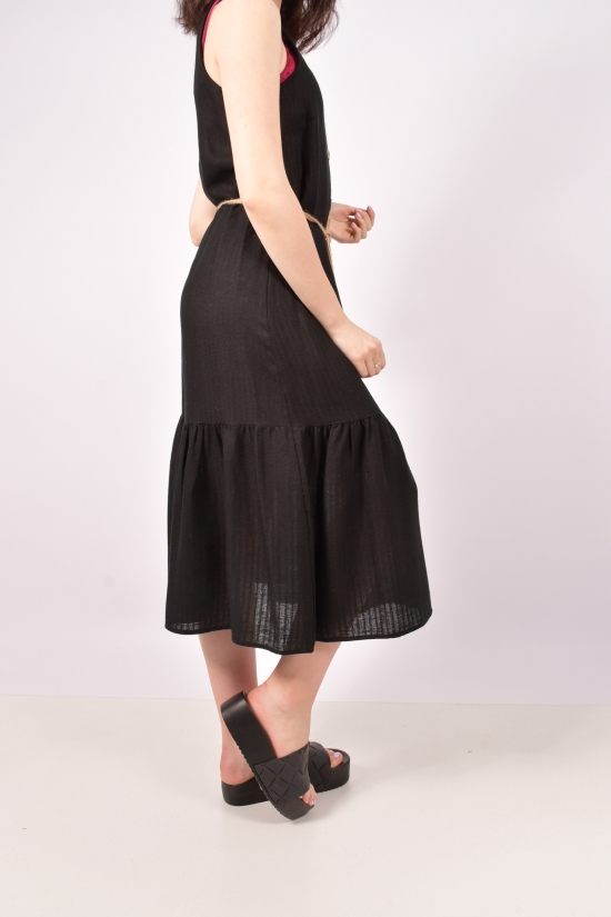 Платье женское из ткани лён (цв.черный) "Karon" Размер в наличии : 46 арт.9956
