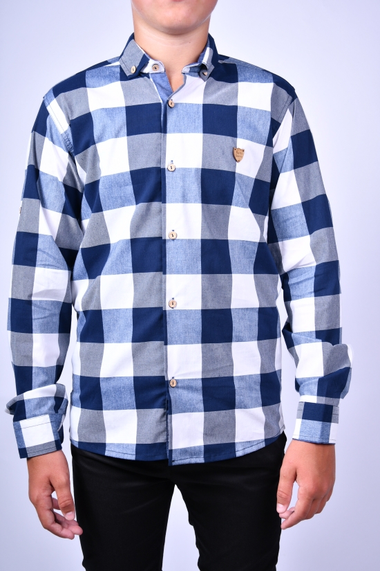 Рубашка для мальчика (цв.серый/синий) стрейчевая RUTTI GARRO Рост в наличии : 146 арт.9-12