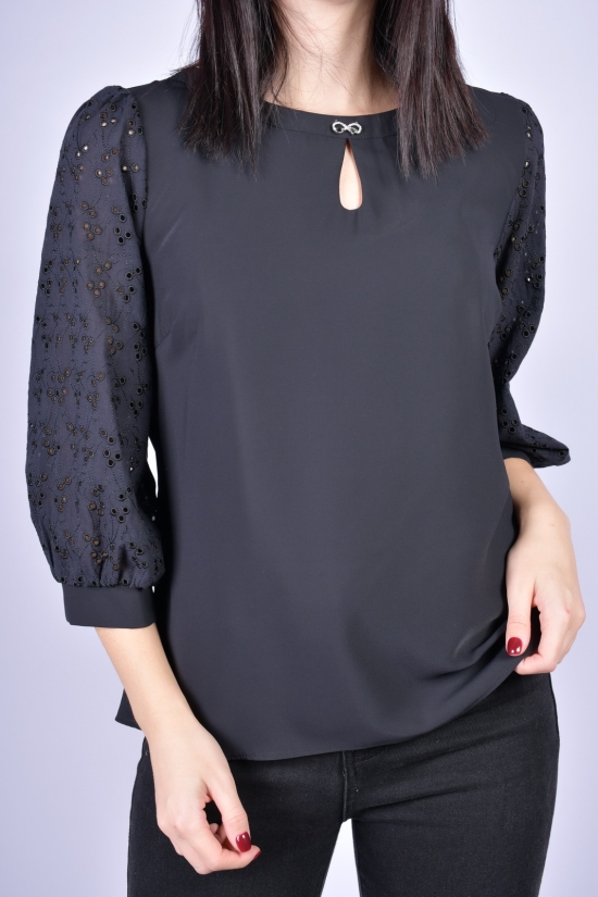 Блузка женская шифоновая (цв.черный) Размеры в наличии : 42, 44 арт.9035