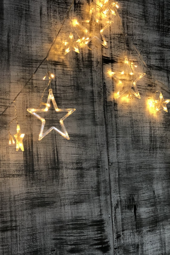 Гирлянда светодиодная "Звезда" (теплый белый цвет) прозрачный провод 10 звезд арт.STAR-12-WW