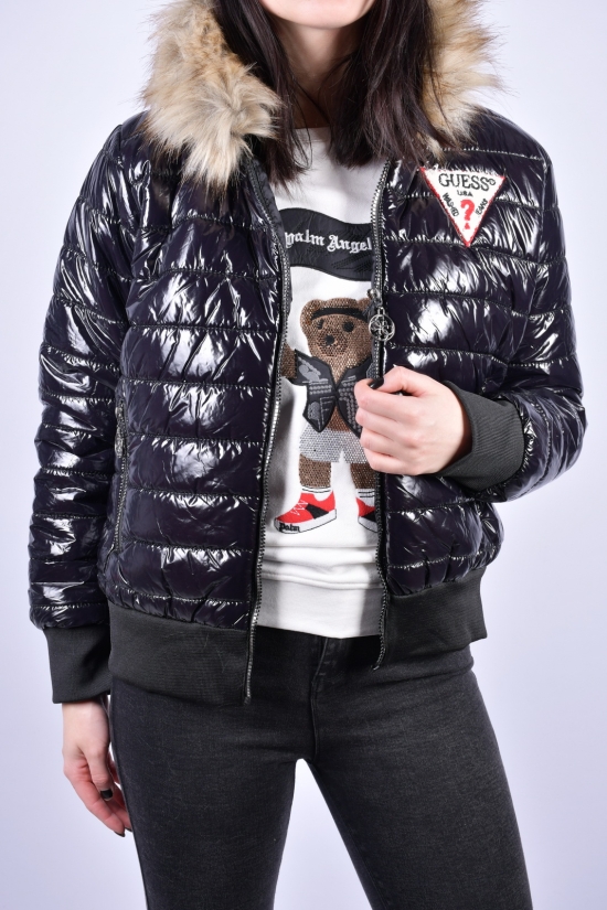Куртка женская зимняя (цв.черный)"GUESS" натуральная опушка Размеры в наличии : 40, 44 арт.1005
