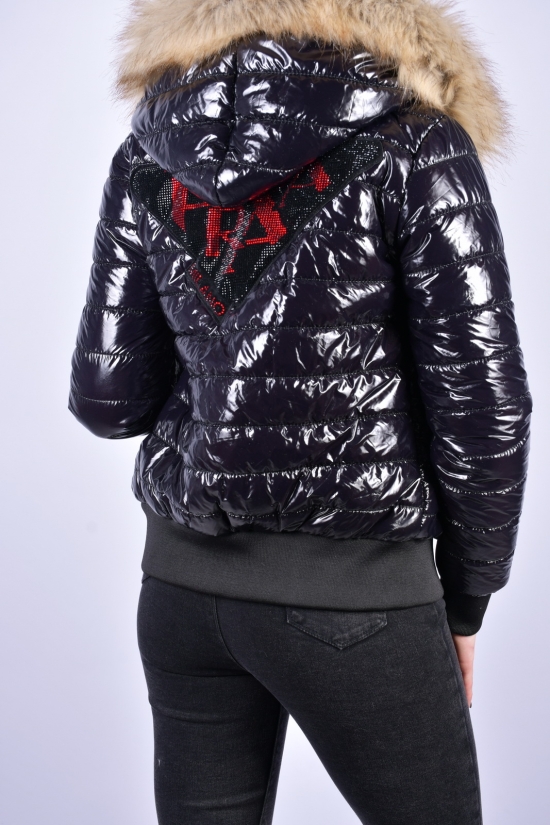 Куртка жіноча зимова (кол. чорний) "PRADA" натуральна галявина Розмір в наявності : 42 арт.1004