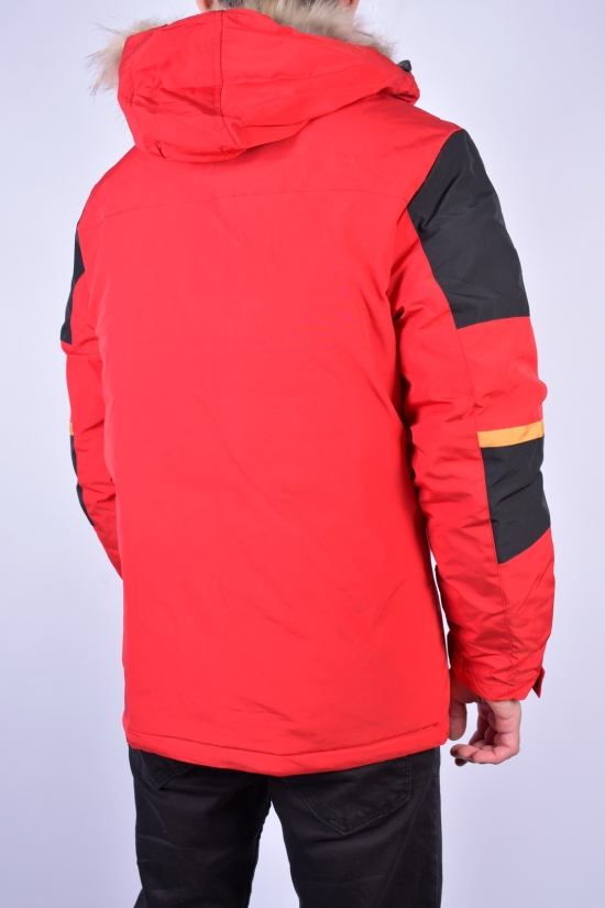 Куртка мужская (цв.красный) зимняя из плащевки с натуральной опушкой "ATE" Размер в наличии : 46 арт.W-825D