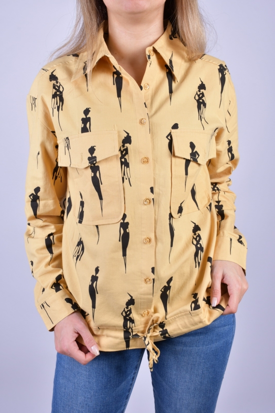 Рубашка женская длинный рукав (цв.горчичный) котоновая BASE Размер в наличии : 44 арт.A8081