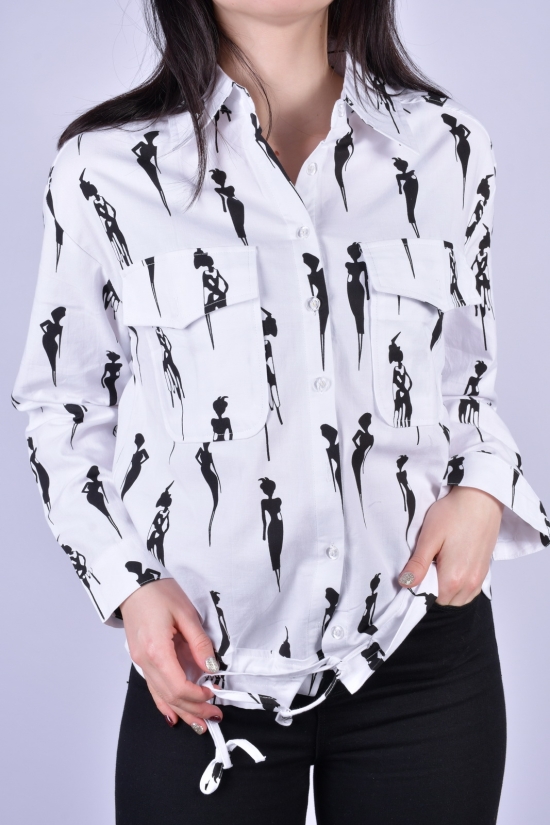 Рубашка женская длинный рукав (цв.белый) котоновая BASE Размер в наличии : 44 арт.A8081