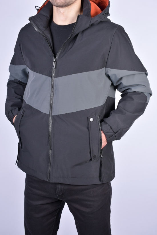 Куртка чоловіча з плащової тканини демісезонна (кол. чорний/сірий) "ATE" Розміри в наявності : 46, 48 арт.F-209