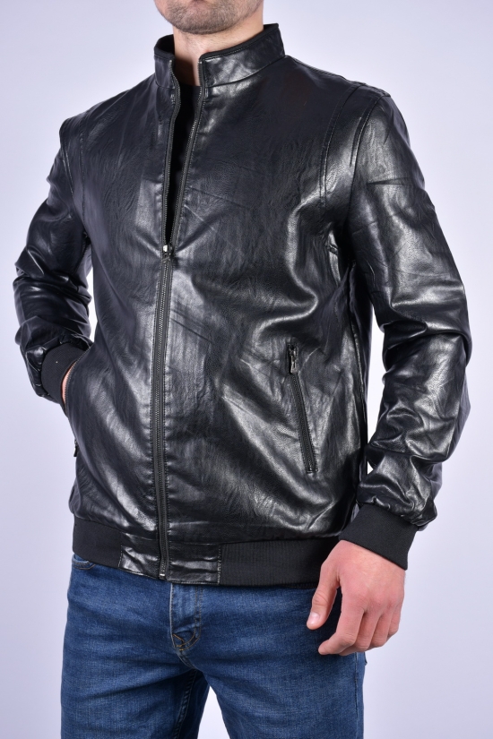 Куртка мужская из кожезаменителя (цв.чёрный) Размеры в наличии : 42, 44, 46 арт.16029