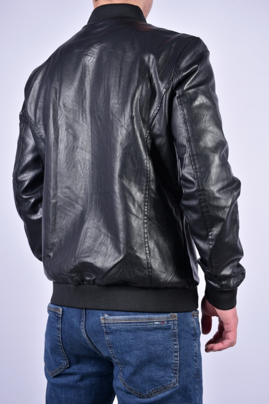Куртка мужская из кожезаменителя (цв.чёрный) Размеры в наличии : 42, 44, 46, 52 арт.2017
