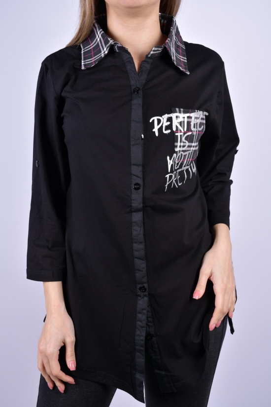 Рубашка женская (цв.черный) стрейчевая "ANGORA" Размер в наличии : 44 арт.8843