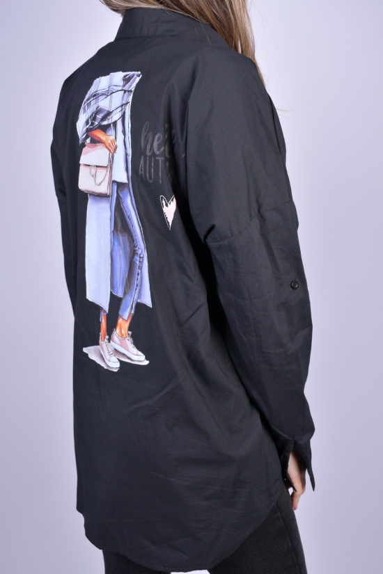 Рубашка-туника женская (цв.черный) стрейчевая "QIANZHIDU" Размеры в наличии : 42, 44, 46 арт.A230612