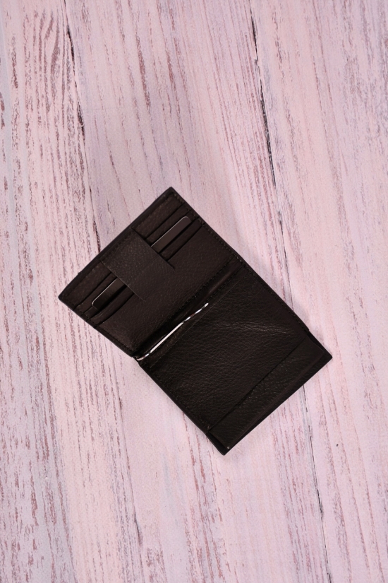 Кошелёк мужской кожаный из телячьей кожи (color.black) размер 12/10 см. "ALFA RICCO" арт.AR8390NC