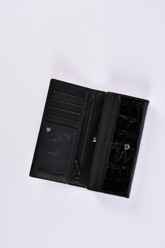 Гаманець жіночий шкіряний лаковий (color.black) розмір 19/9 см. Alfa Ricco арт.AR3430/WL