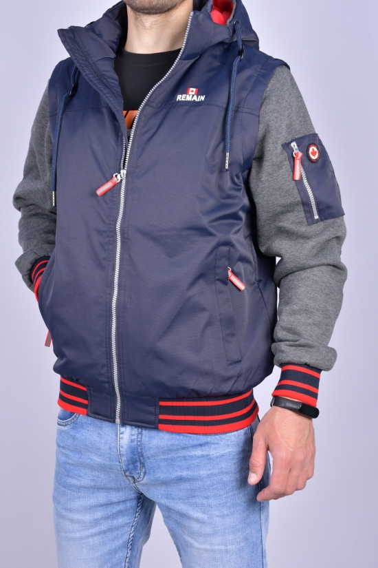 Куртка чоловіча зі знімними рукавами комбінована (кол. чорний/т.сірий) Розміри в наявності : 46, 48 арт.8177