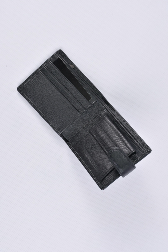 Кошелёк мужской кожаный (цв.чёрный) размер 11/9 см. арт.H14
