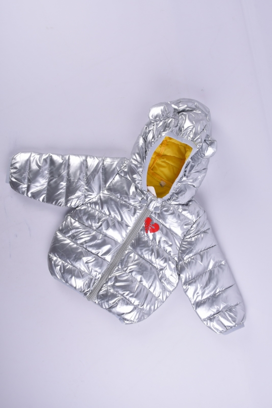 Куртка демисезонная для девочки (цв.серебро) болоневая Рост в наличии : 80, 86, 98 арт.BOYI