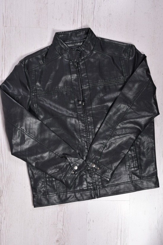 Куртка мужская из кожезаменителя (цв.чёрный) Размеры в наличии : 56, 58, 62 арт.5510