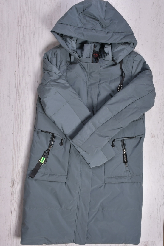 Пальто жіноче демісезонне (кол. сірий/зелений) з плащівки "DS" Розміри в наявності : 50, 54, 56 арт.8027