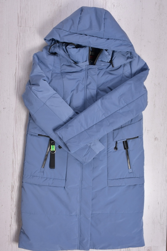 Пальто жіноче демісезонне (кол. блакитний) з плащівки "DS" Розміри в наявності : 50, 54, 56 арт.8027