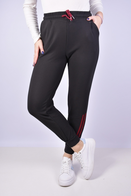 Штани жіночі спортивні (кол. чорний/бордовий) стрейчові на флісі X Розмір в наявності : 40 арт.JH007