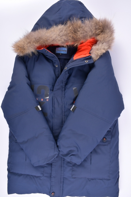 Куртка для мальчика зимняя (цв.т.синий) из плащевки с натуральной опушкой Рост в наличии : 128, 176 арт.2128