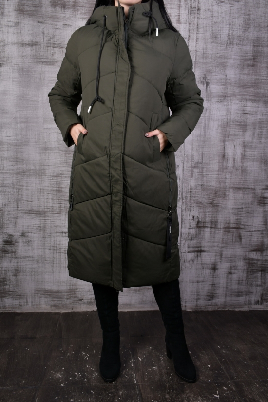 Пальто жіноче (цв. хакі) зимове болоньєве "VICTOLEAR" Розмір в наявності : 54 арт.2140-1