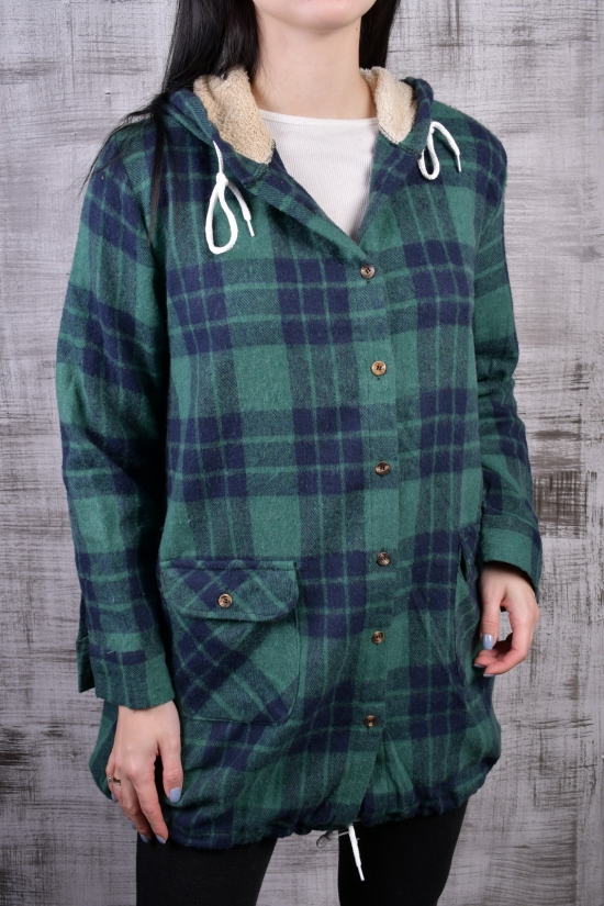 Рубашка-туника женская байковая (цв.зеленый) "MADOY" Размеры в наличии : 46, 48, 50, 52 арт.3039