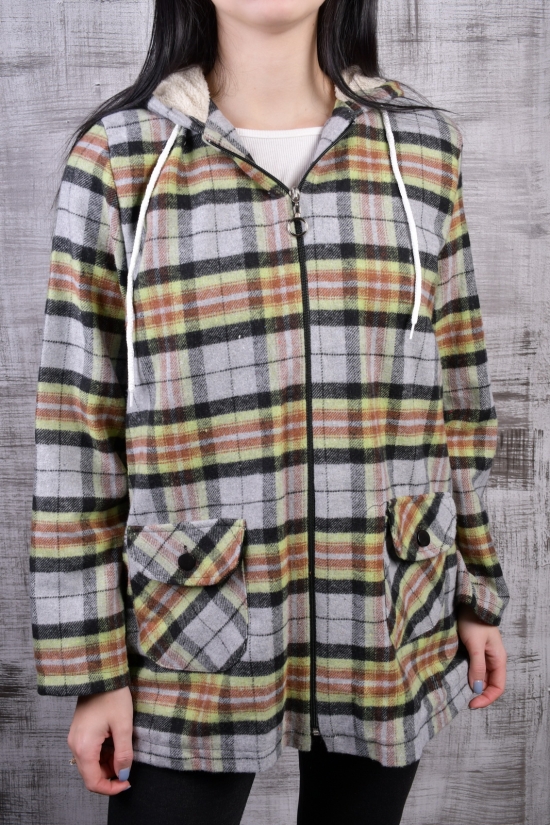 Рубашка женская байковая (цв.серый/мяты) на меху "MADOY" Размеры в наличии : 42, 44, 46, 48 арт.3070