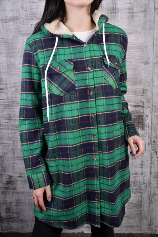 Сорочка жіноча байкова (кол. зелений) "MADOY" Розмір в наявності : 46 арт.3013