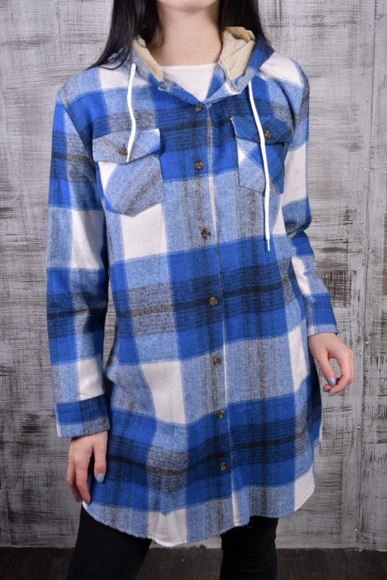 Рубашка женская байковая (цв.синий/белый) "MADOY" Размер в наличии : 50 арт.3013
