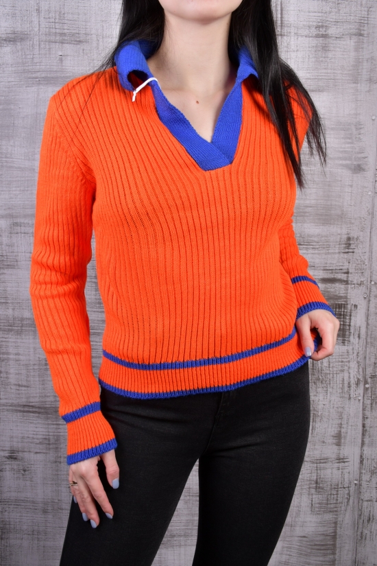 Джемпер женский вязанный (цв.оранжевый) размер 40-42 (over size) арт.2013