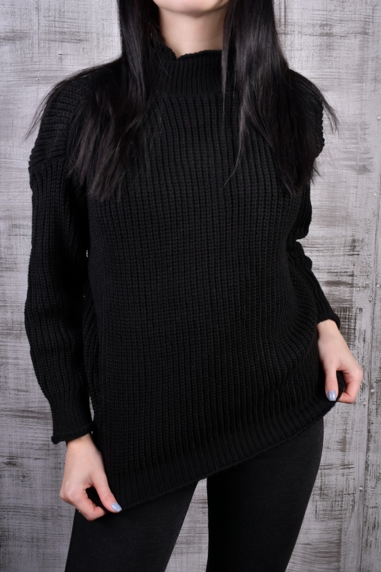 Жіночий светр в'язаний (кол.черний) розмір 40-42 (over size) арт.852