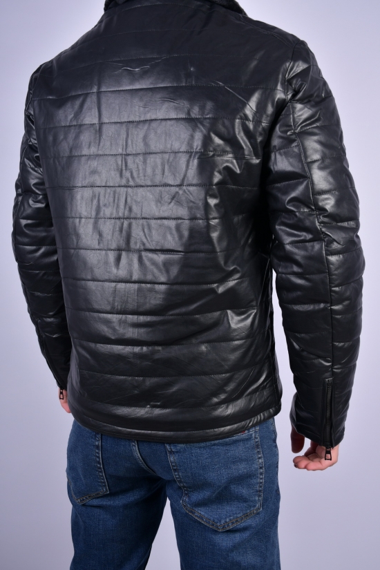Куртка чоловіча (кол. чорний) зимова на хутрі (з екошкіри) Розмір в наявності : 46 арт.5099
