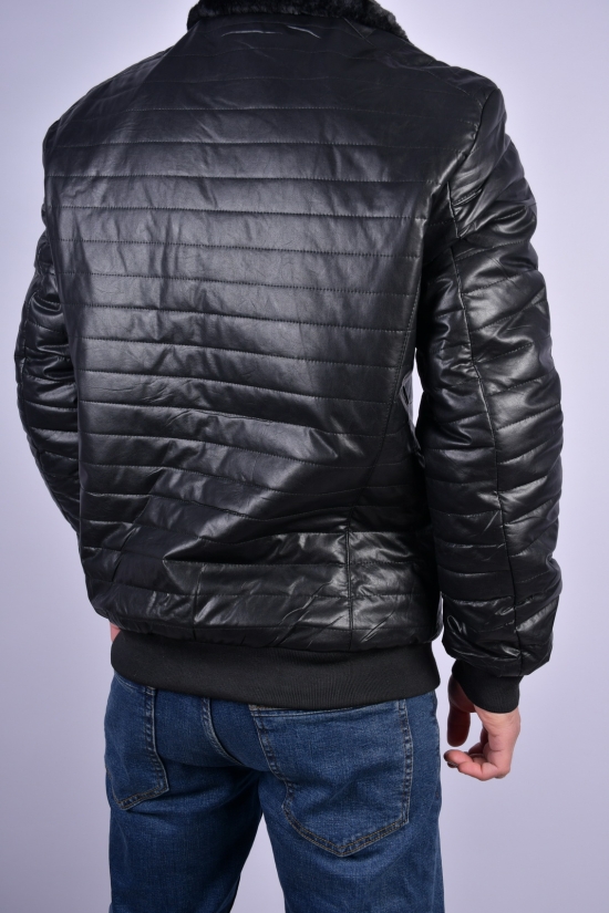 Куртка мужская (цв.черный) зимняя на меху (из экокожи) Размер в наличии : 46 арт.6055