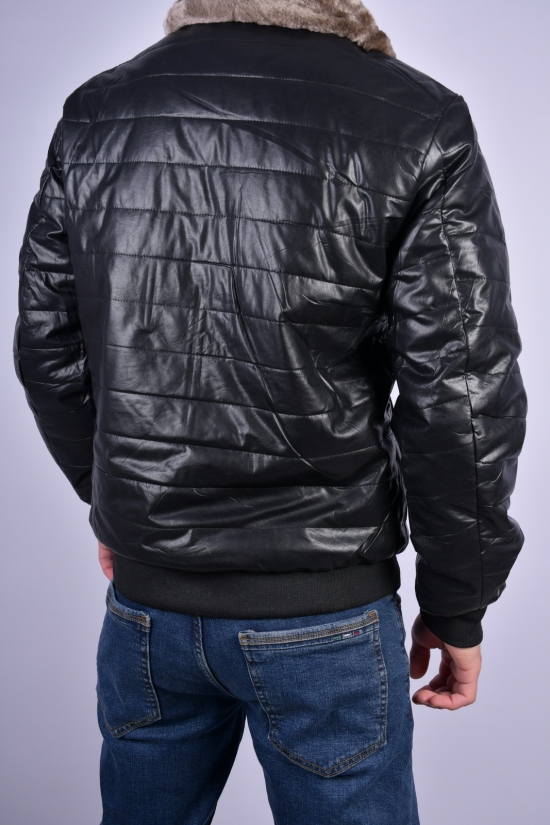 Куртка чоловіча (кол. чорний) зимова на хутрі (з екошкіри) Розміри в наявності : 46, 48 арт.5011