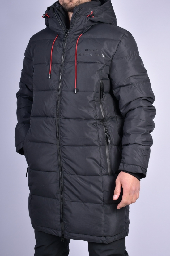 Пальто чоловіче зимове цв. чорний (наповнювач 100% поліестер) "REMAIN" Розміри в наявності : 54, 56 арт.7798
