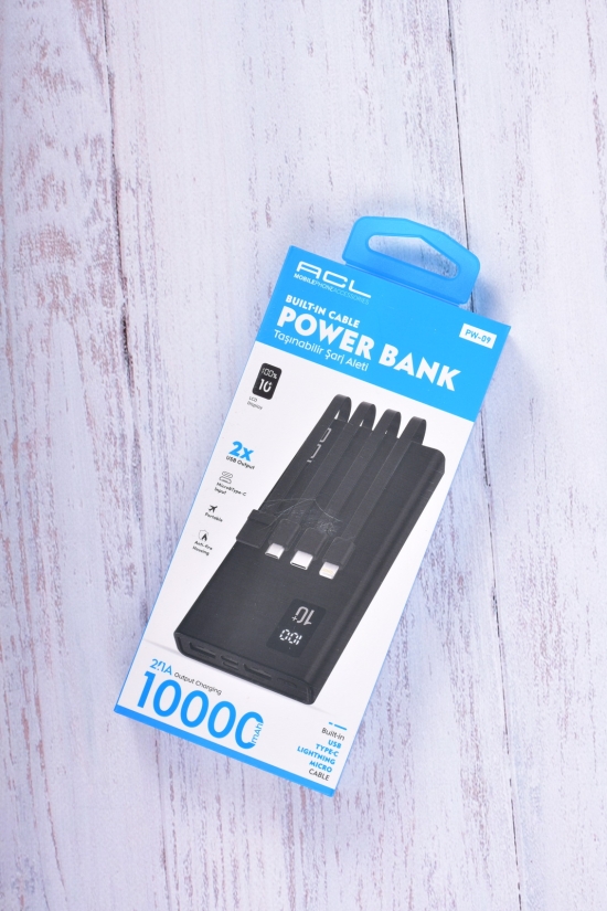 Power Bank аккумулятор 10000mAh (цв.черный) "ACL" (USB LITNING TYPE-C MICRO) арт.PW-09