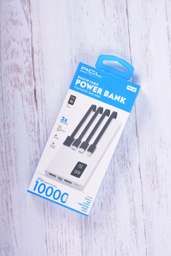 Power Bank акумулятор 10000mAh (кол. білий) "ACL" (USB LITNING TYPE-C MICRO) арт.PW-09