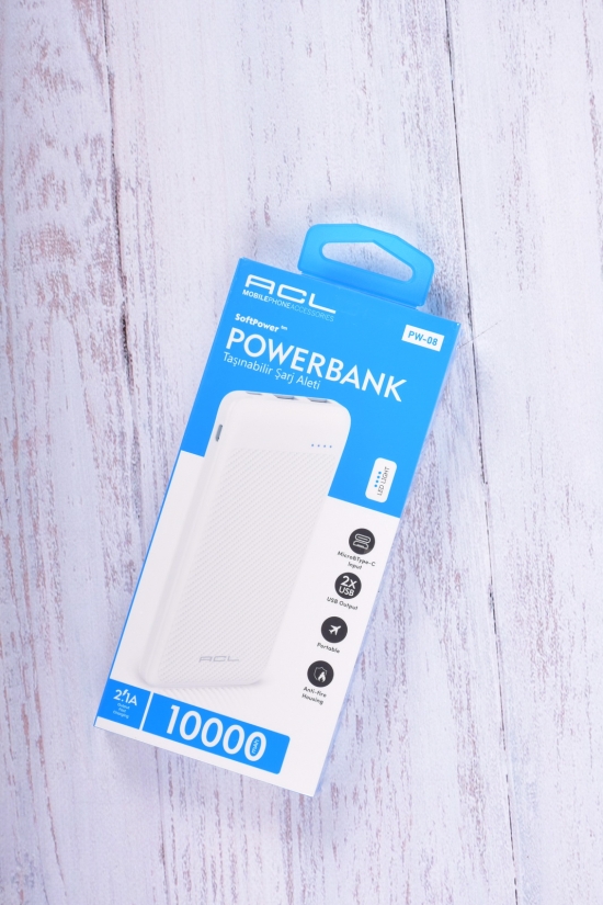 Power Bank аккумулятор 10000mAh (цв.белый) "ACL" арт.PW-08