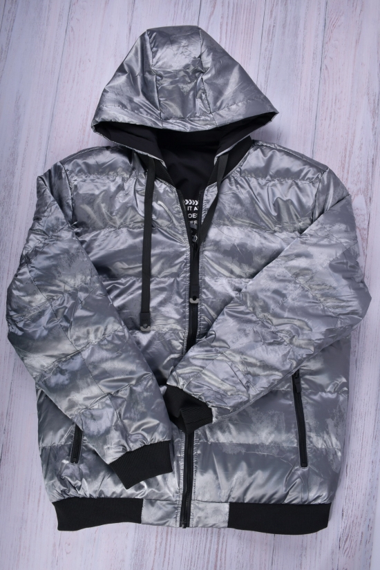 Куртка-бомбер двостороння чоловіча зимова (кол. сірий) болонева Розмір в наявності : 50 арт.31715